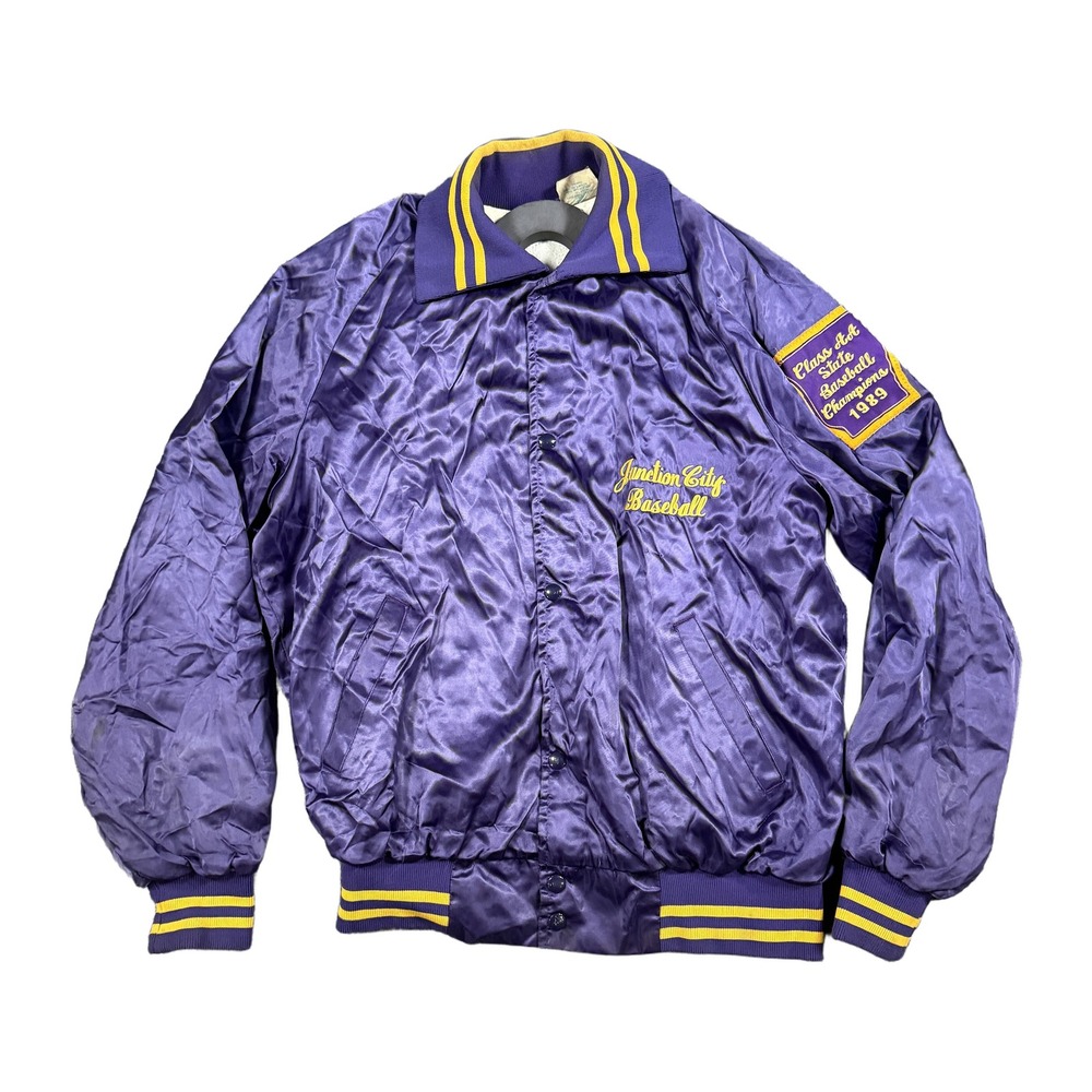 Vintage Westark USA 1989 Junction City Baseball State Champions Satin Jacket L